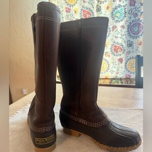 L.L. Bean Women’s Tall Leather and Shearling Lined Boots size 6 Brown Nice!